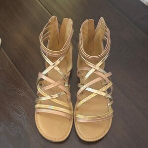 Cat & Jack Tan and Gold Strappy Sandals